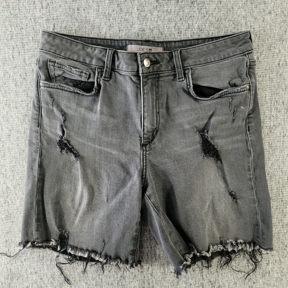 Joe's Jeans Women's Size 30 Distressed Cutoff Denim Shorts Gray Charcoal Raw Hem